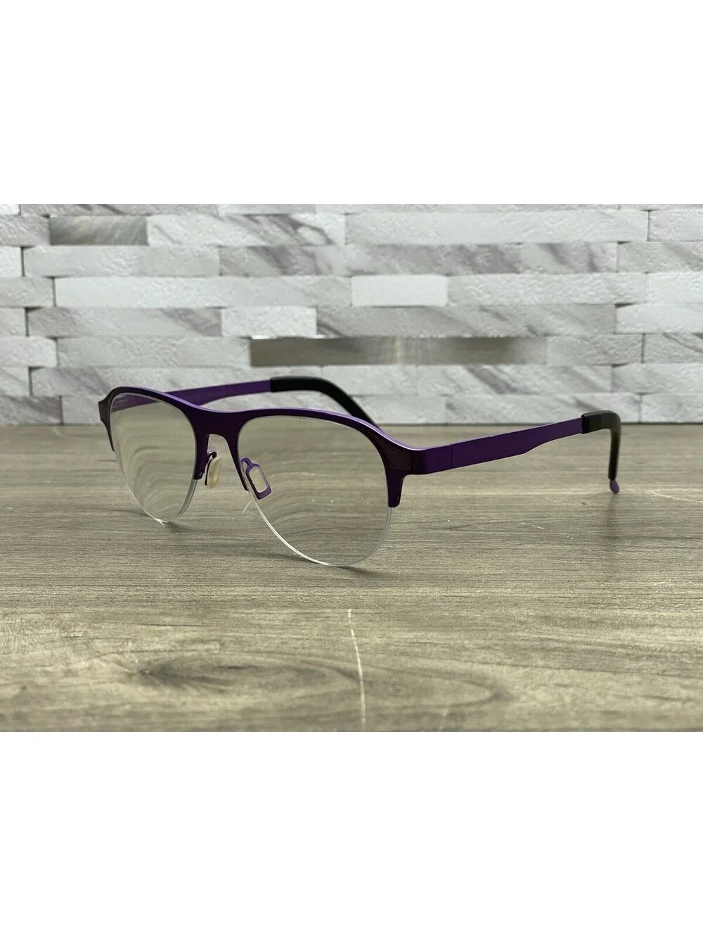 Entourage of 7 ‘Riverside’ 52[]18-140 Purple Titanium Eyeglasses Half Rim Frames